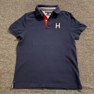 Tommy Hilfiger Men Navy Polo with Red and White Details